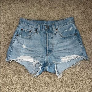 Levi's 501 original size 25 revolve Blue Distressed Jean Shorts